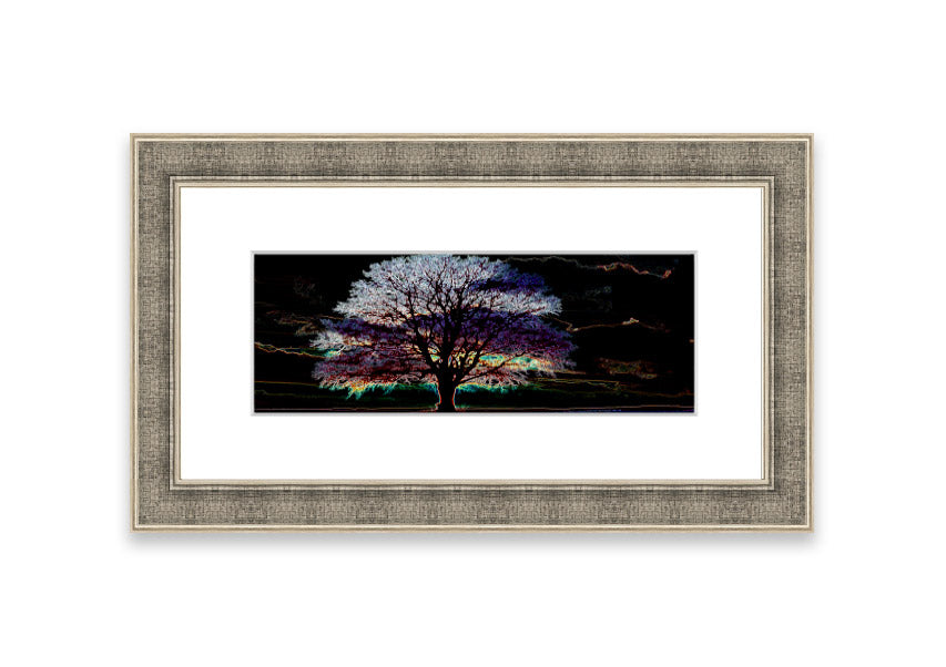 A vibrant framed print titled Abstract Neon Landscape 12 featuring colorful abstract neon designs, ready to hang on a wall.