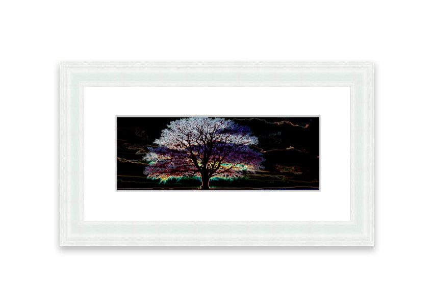 A vibrant framed print titled Abstract Neon Landscape 12 featuring colorful abstract neon designs, ready to hang on a wall.