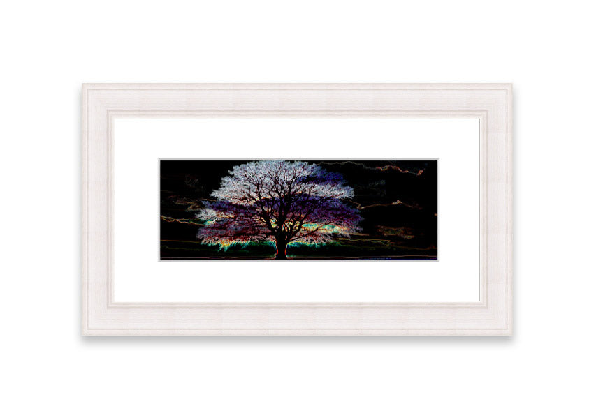 A vibrant framed print titled Abstract Neon Landscape 12 featuring colorful abstract neon designs, ready to hang on a wall.