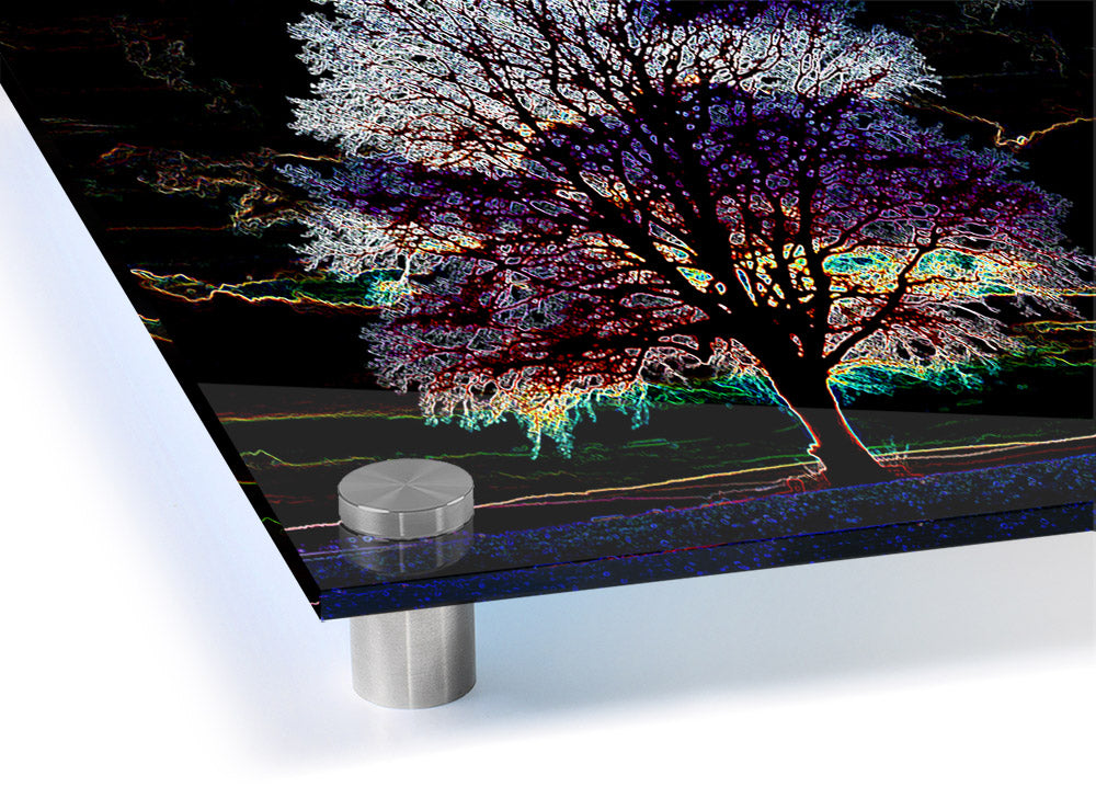 Abstract Neon Landscape 12 acrylic print showcasing vibrant neon colors on 5mm thick acrylic glass, perfect for modern decor.