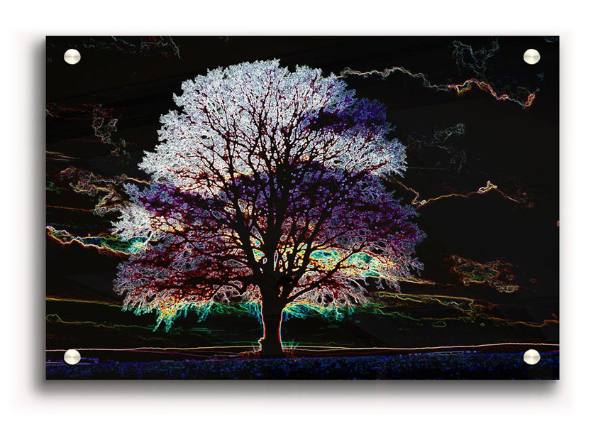 Abstract Neon Landscape 12 acrylic print showcasing vibrant neon colors on 5mm thick acrylic glass, perfect for modern decor.