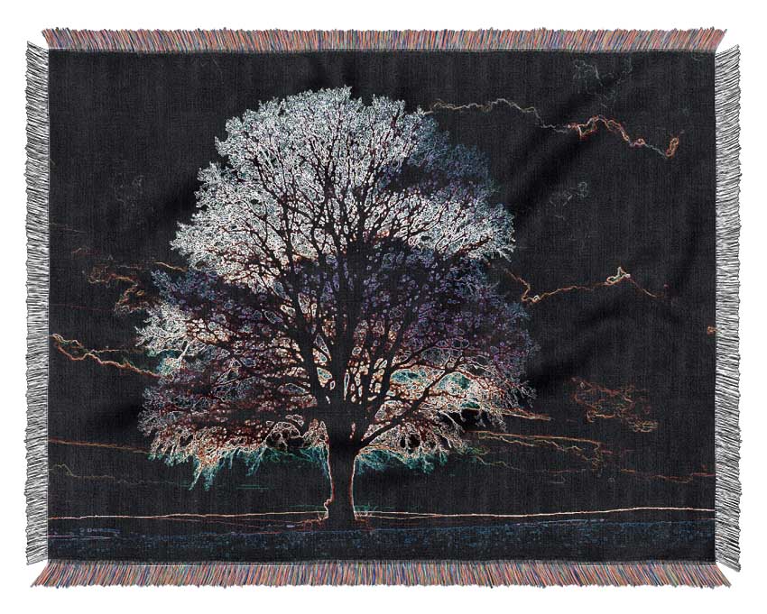 Abstract Neon Landscape 12 throw blanket featuring vibrant colors and a luxurious cotton finish, perfect for home decor.