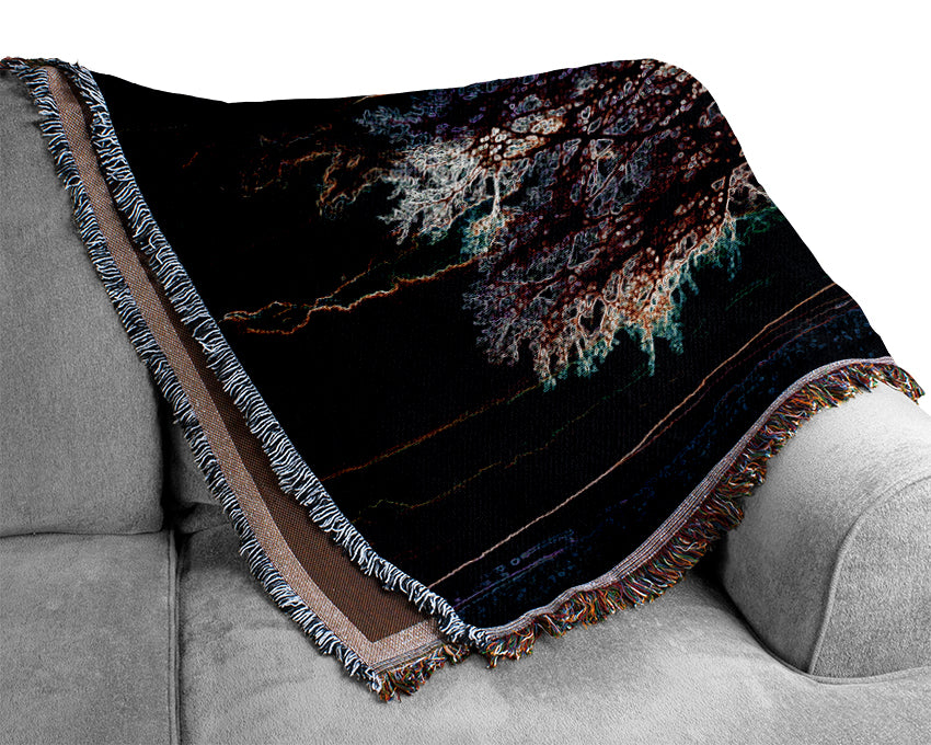 Abstract Neon Landscape 12 throw blanket featuring vibrant colors and a luxurious cotton finish, perfect for home decor.