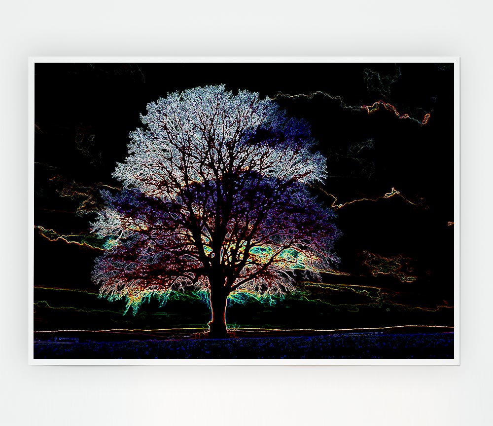 Abstract Neon Landscape 12 canvas poster featuring vibrant neon colors and modern design, perfect for home or office decor.