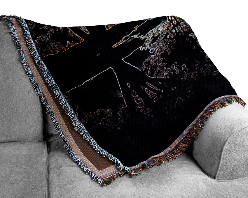 Abstract Neon Landscape 13 throw blanket made of 100% cotton, featuring a vibrant neon design and thermal weave for breathability.