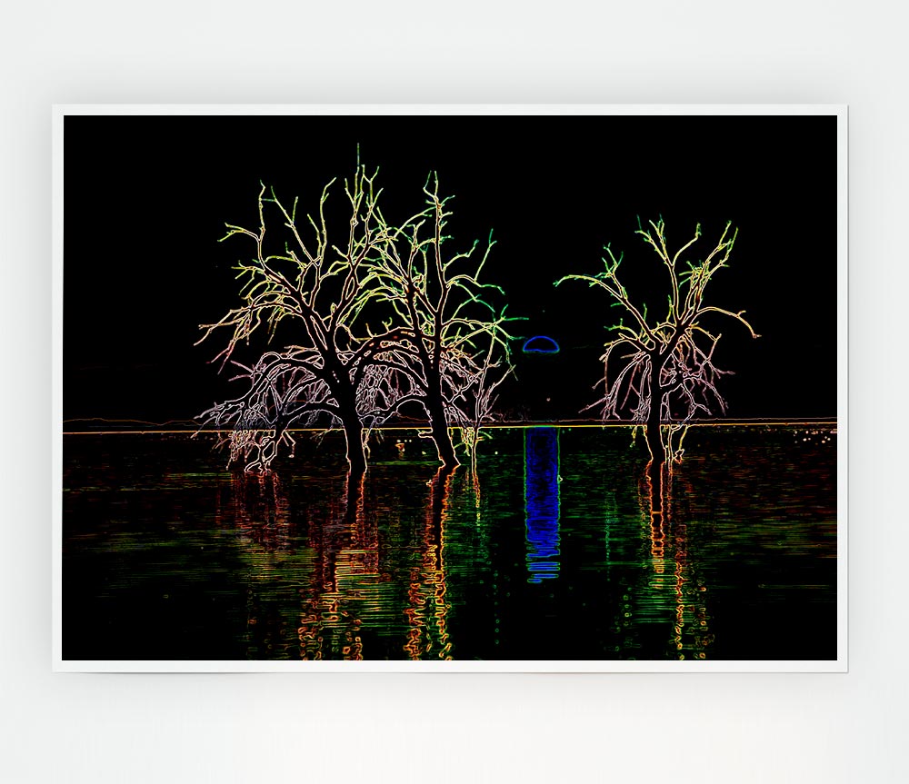 Abstract Neon Landscape 15 canvas art featuring vibrant neon colors and unique abstract design, ready to display.