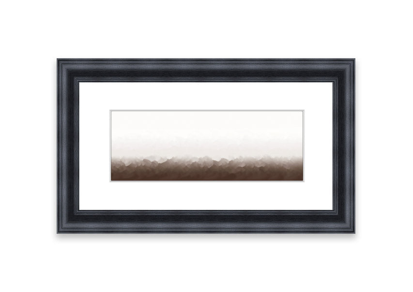 Framed print of Abstract Ocean Beige On White design, showcasing soothing beige tones on a white background, ready to hang.
