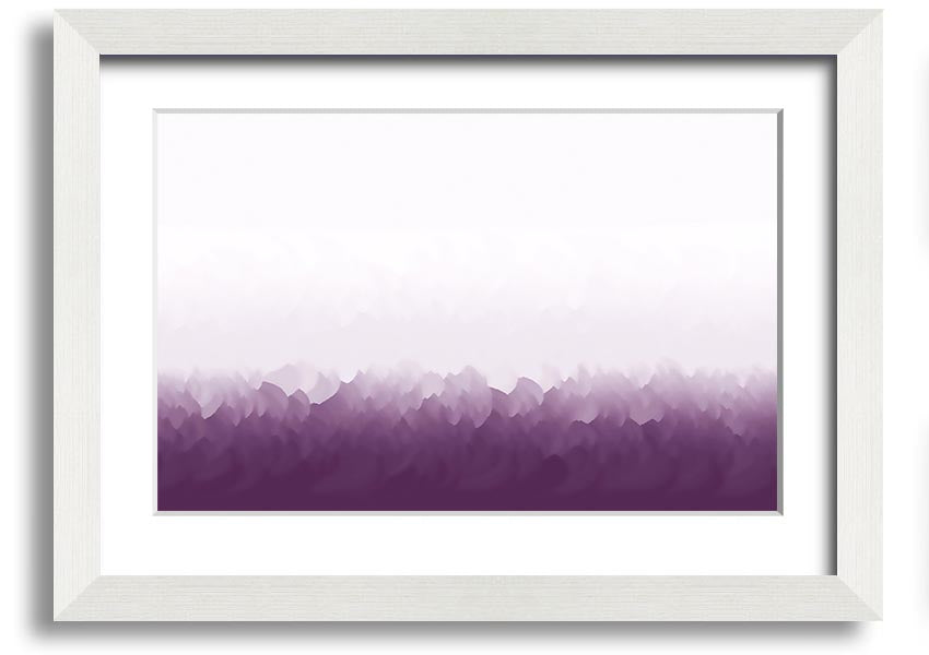 Framed print of Abstract Ocean Lilac On White, showcasing soft lilac tones on a white background, ready to hang.