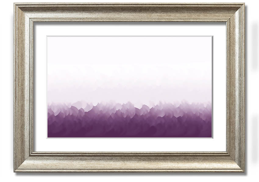 Framed print of Abstract Ocean Lilac On White, showcasing soft lilac tones on a white background, ready to hang.