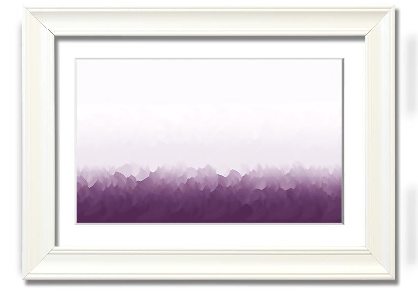 Framed print of Abstract Ocean Lilac On White, showcasing soft lilac tones on a white background, ready to hang.