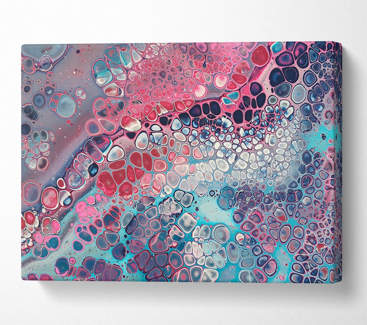 Vibrant Abstract Oil Pastels artwork on coated polyester canvas, mounted on a 44mm box frame, ready to hang.