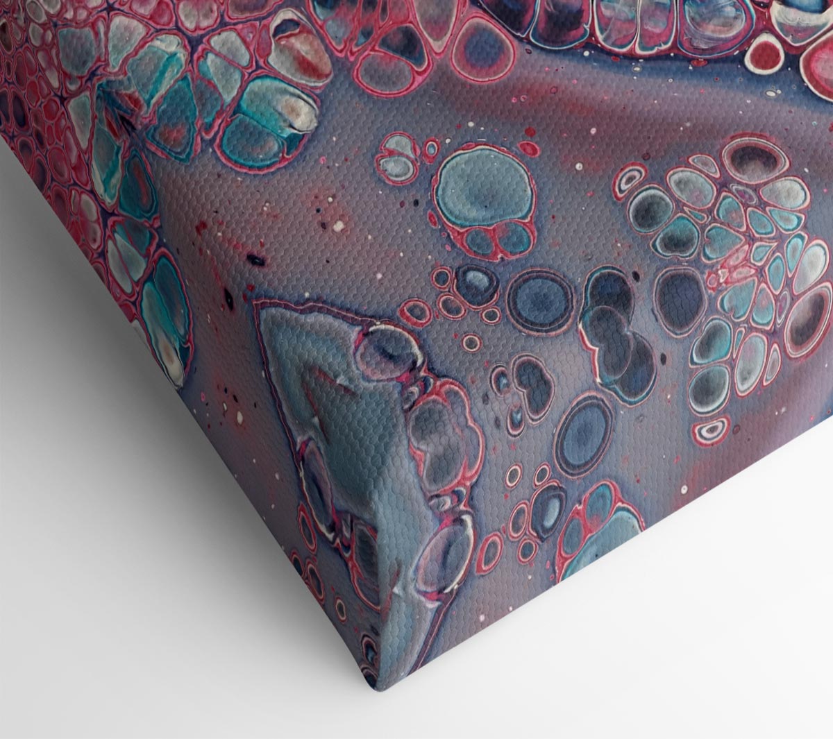 Vibrant Abstract Oil Pastels artwork on coated polyester canvas, mounted on a 44mm box frame, ready to hang.