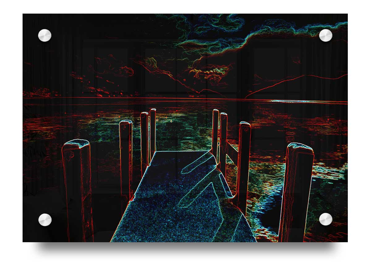 Abstract Pier acrylic print on 5mm thick acrylic glass, showcasing vibrant colors and modern design.