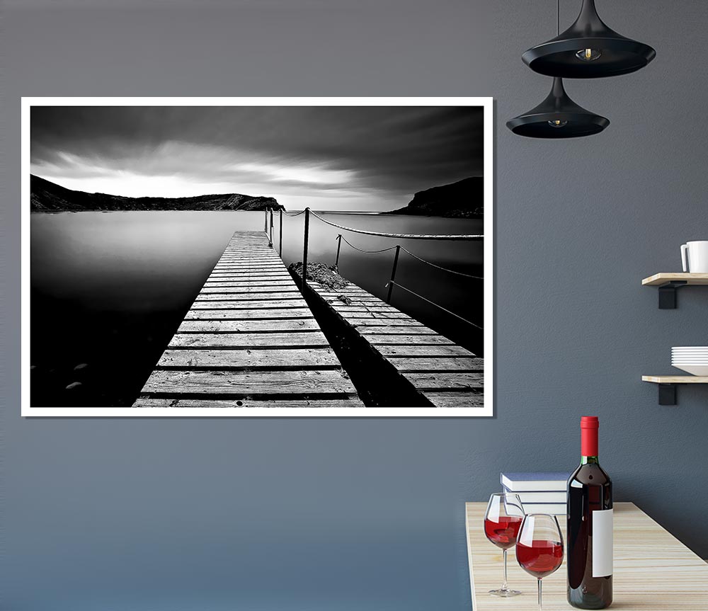 Abstract Pier B n W canvas poster featuring a stylish monochromatic design, perfect for home decor.