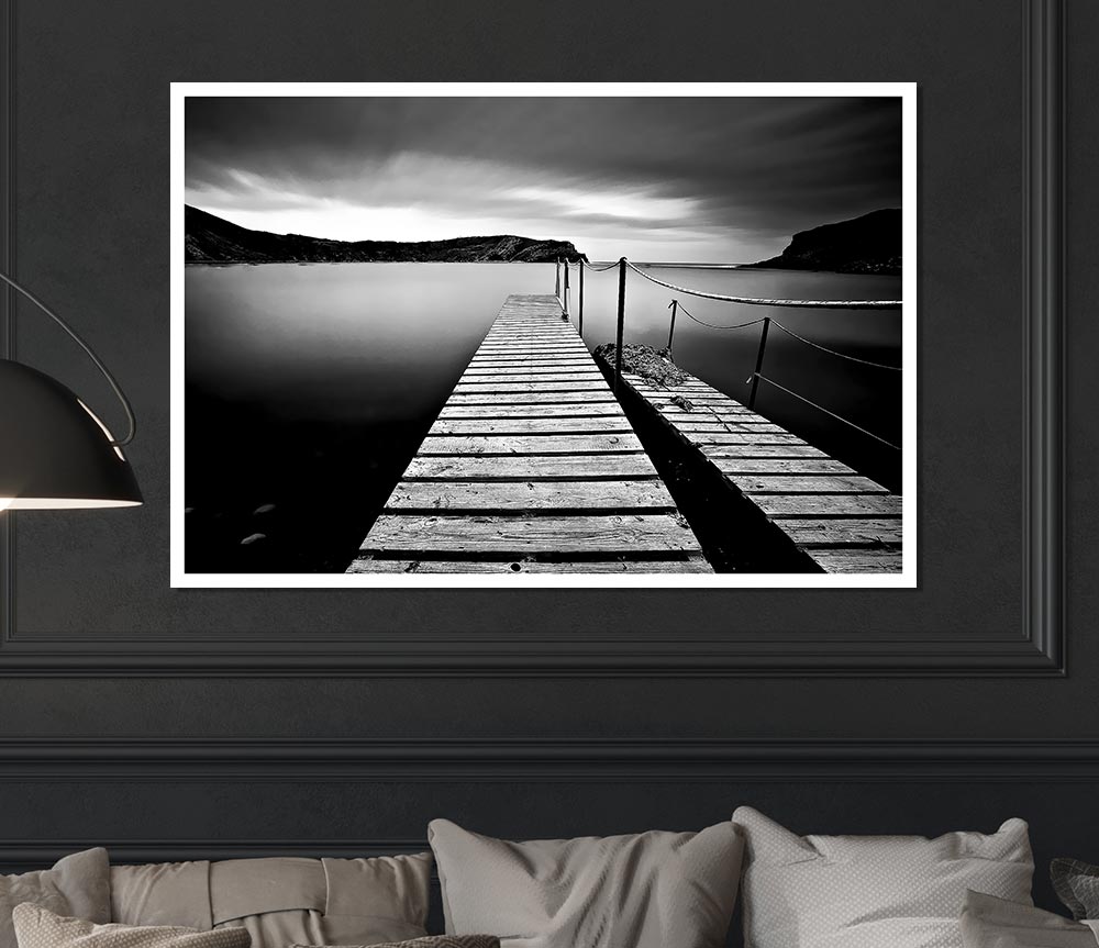 Abstract Pier B n W canvas poster featuring a stylish monochromatic design, perfect for home decor.