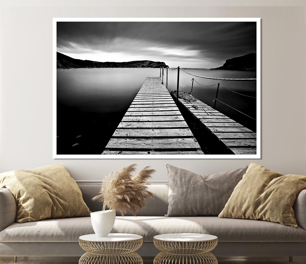 Abstract Pier B n W canvas poster featuring a stylish monochromatic design, perfect for home decor.