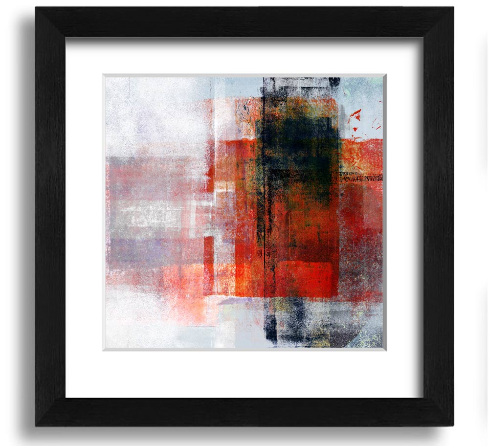 Abstract red square paint roller framed print, showcasing vibrant colors and modern design, ready to hang.