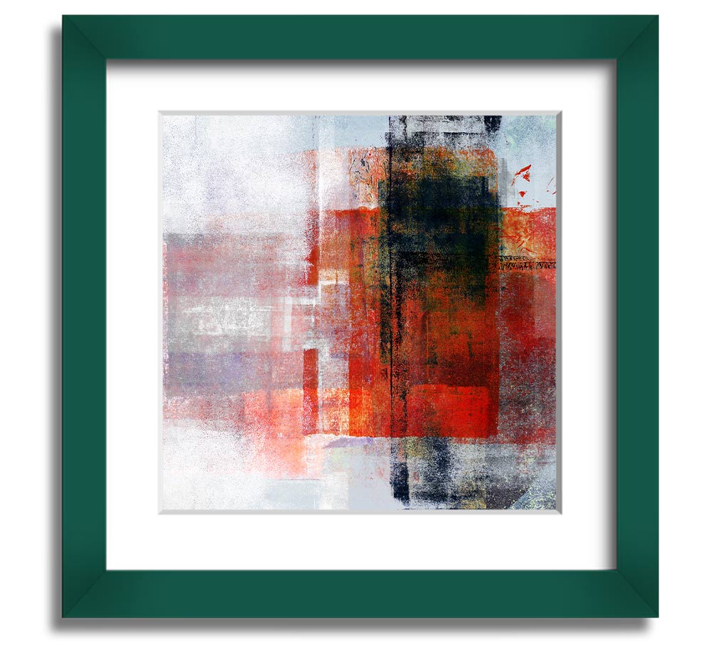 Abstract red square paint roller framed print, showcasing vibrant colors and modern design, ready to hang.