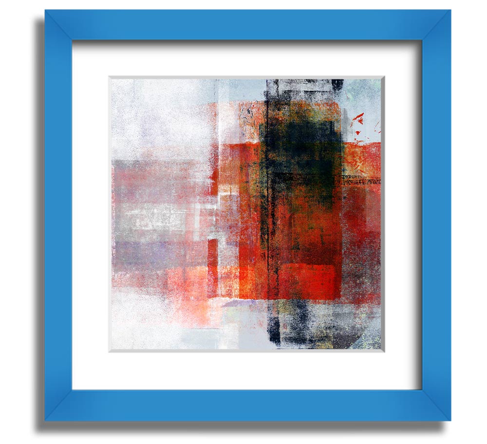 Abstract red square paint roller framed print, showcasing vibrant colors and modern design, ready to hang.
