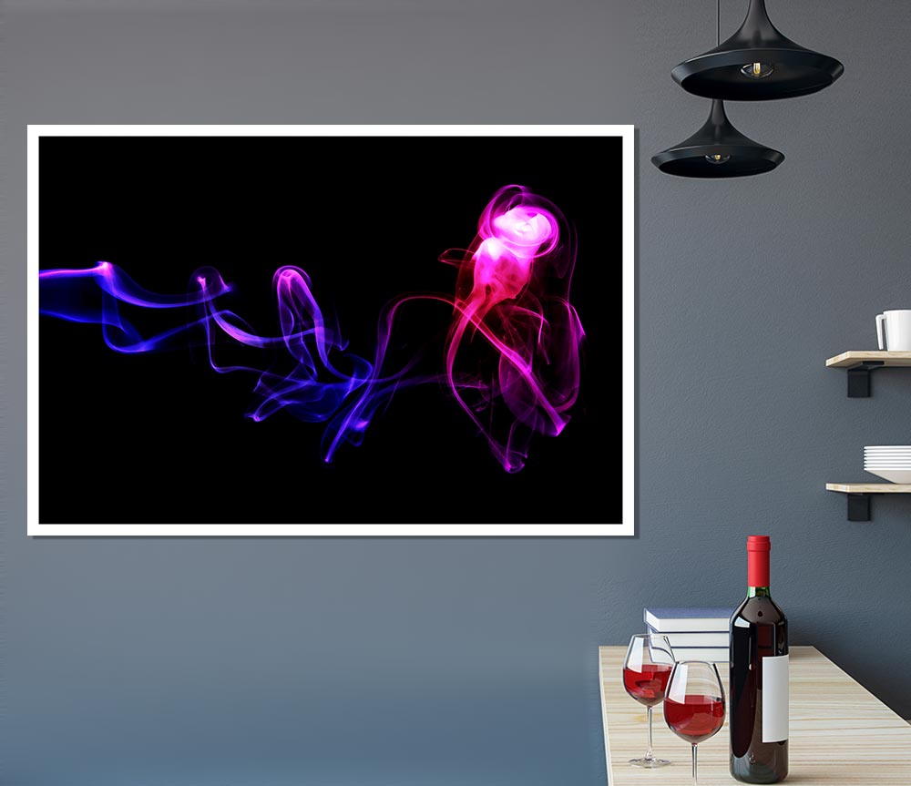 Abstract Smoke canvas poster featuring swirling patterns and vibrant colors, ready to display or frame.