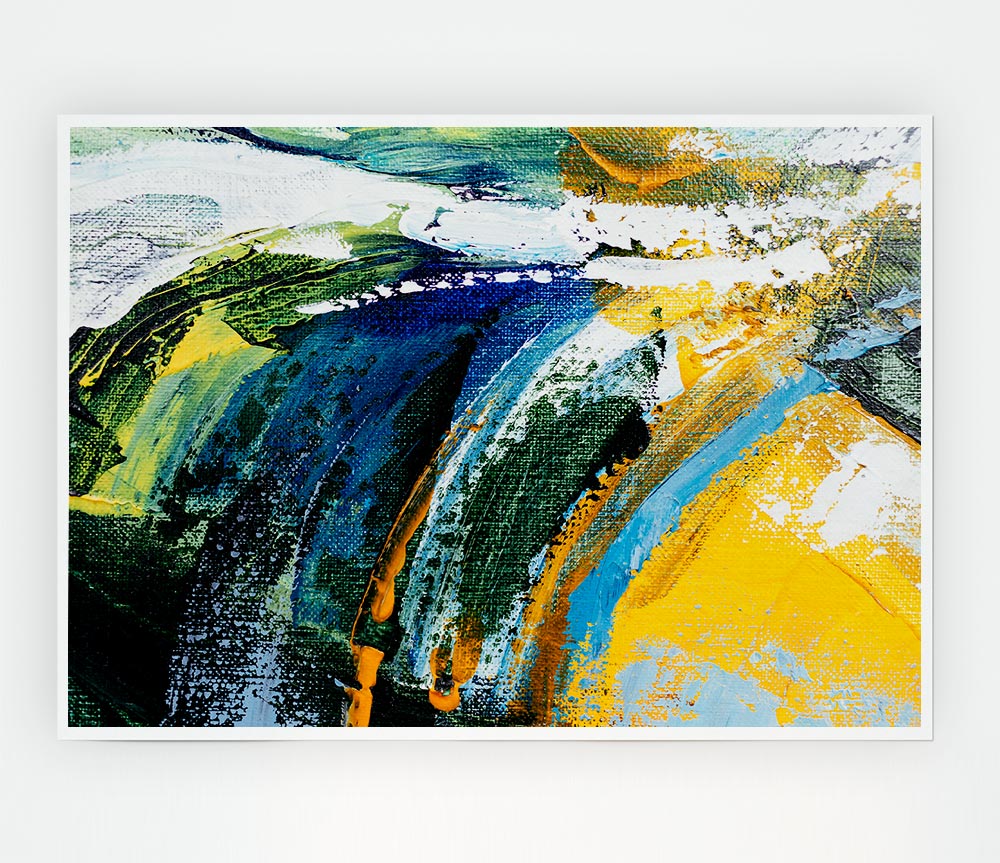 Abstract Strokes Of Nature canvas poster featuring vibrant colors and abstract designs, perfect for home decor.