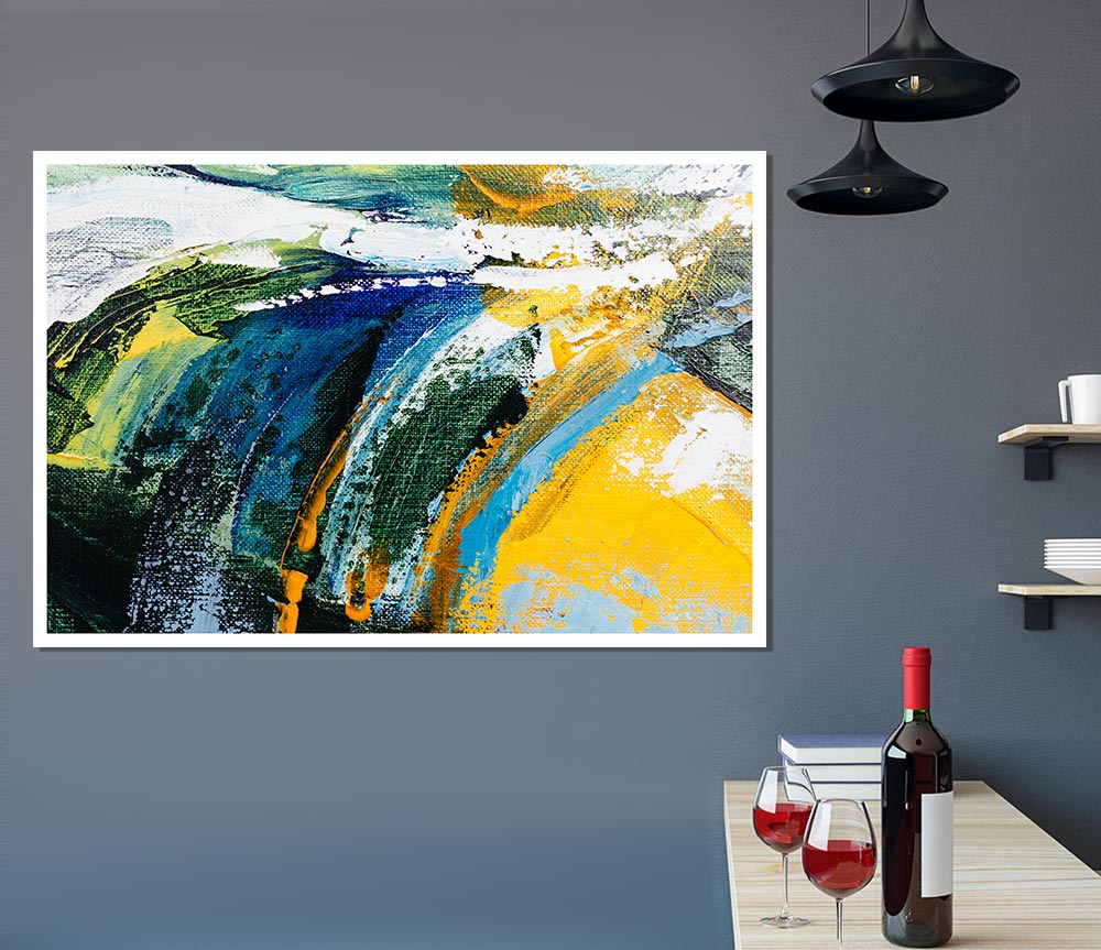 Abstract Strokes Of Nature canvas poster featuring vibrant colors and abstract designs, perfect for home decor.