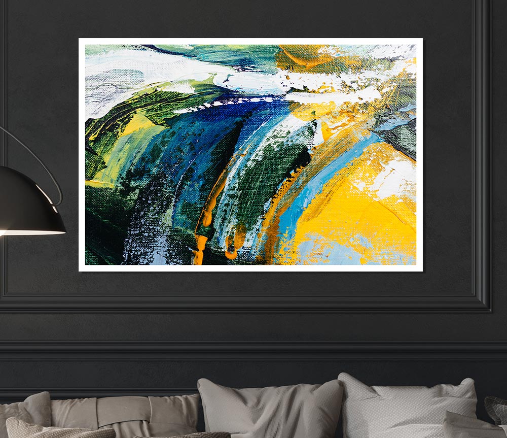 Abstract Strokes Of Nature canvas poster featuring vibrant colors and abstract designs, perfect for home decor.