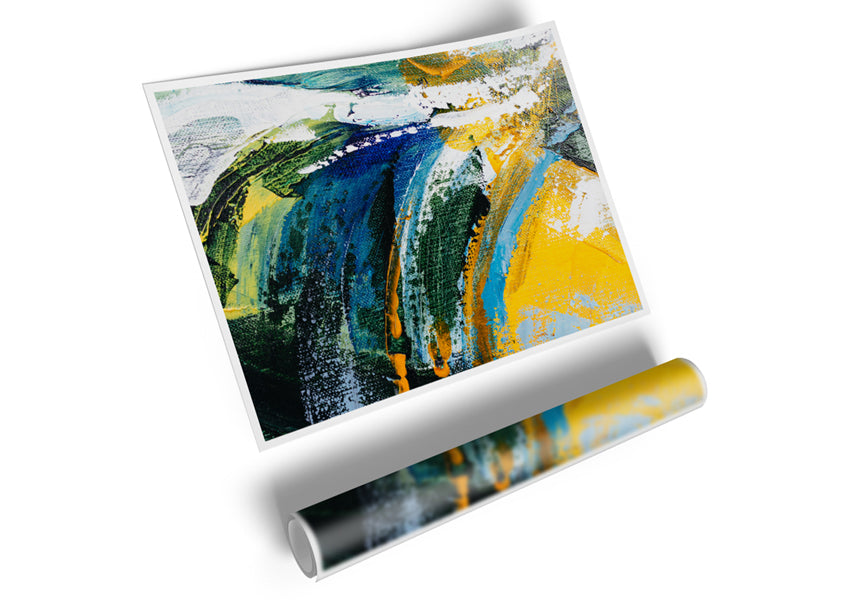 Abstract Strokes Of Nature canvas poster featuring vibrant colors and abstract designs, perfect for home decor.