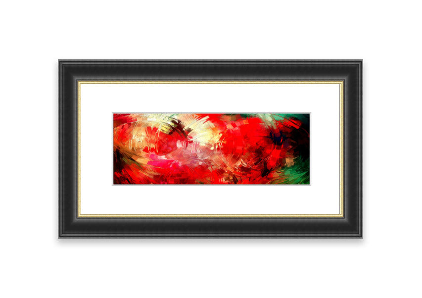 A beautifully framed Abstract Swirl Design print featuring vibrant colors and dynamic patterns, ready to hang.