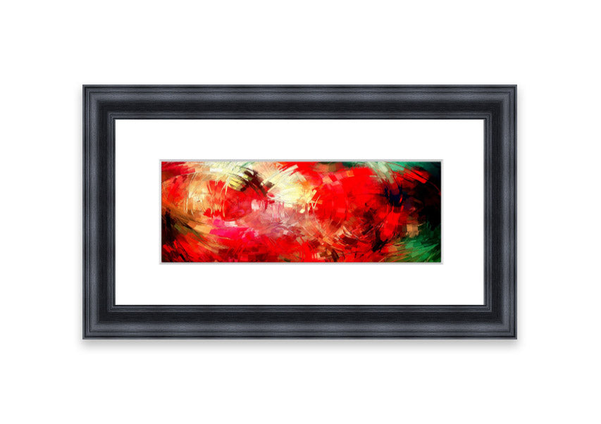 A beautifully framed Abstract Swirl Design print featuring vibrant colors and dynamic patterns, ready to hang.