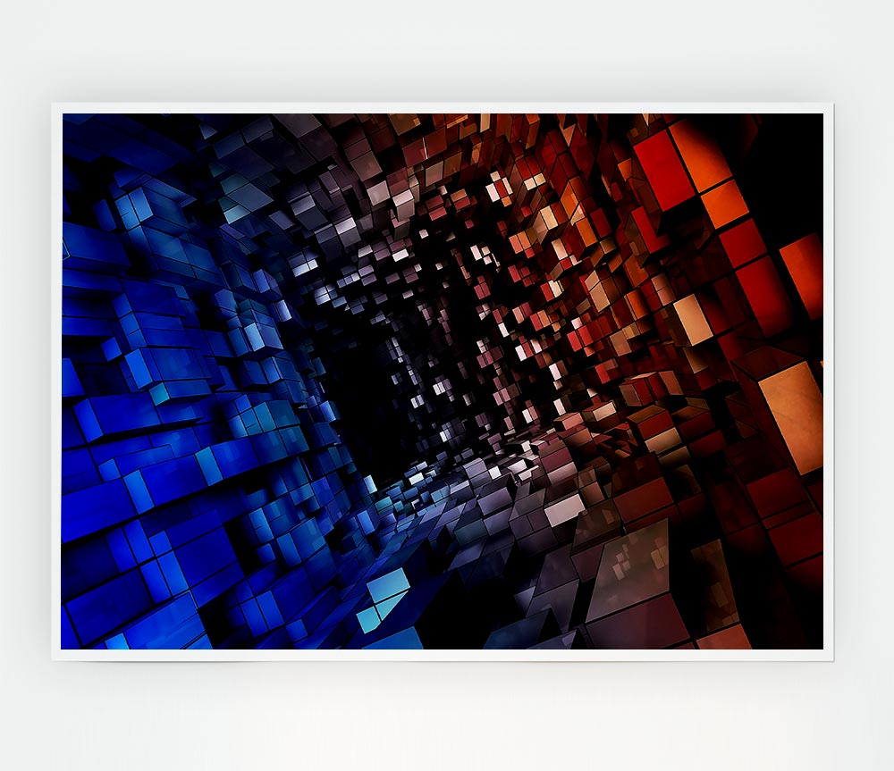 Abstract Tunnel canvas poster featuring vibrant colors and unique patterns, ready for display or framing.