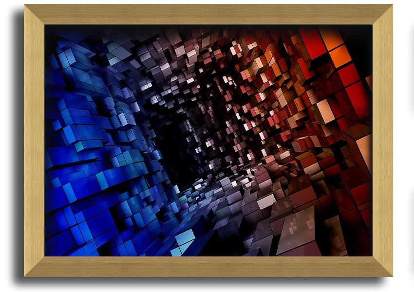 A beautifully framed Abstract Tunnel print showcasing vibrant colors and unique patterns, ready to hang.