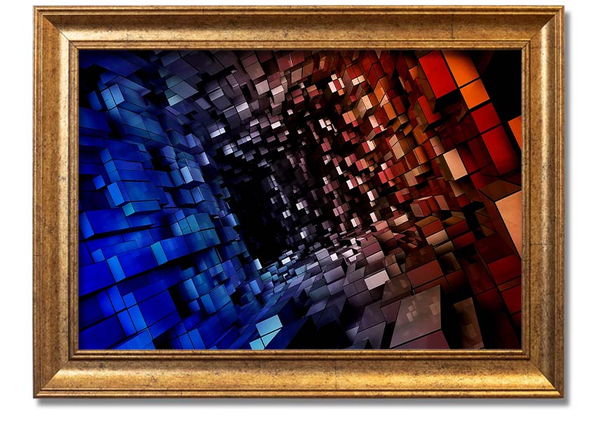 A beautifully framed Abstract Tunnel print showcasing vibrant colors and unique patterns, ready to hang.