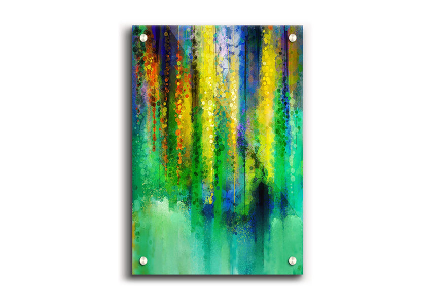Abstract Willow Tree acrylic print on 5mm thick glass, showcasing vibrant colors and modern design.