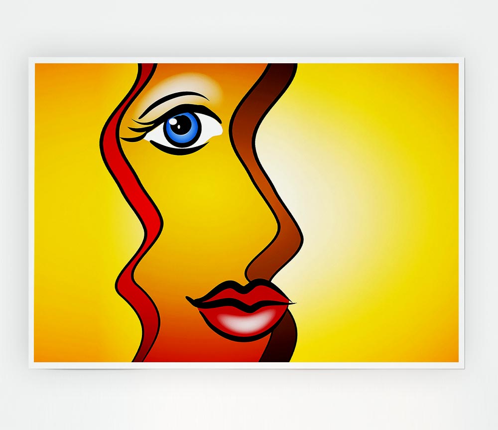 A vibrant Abstract Woman poster printed on high-quality canvas, showcasing a unique and artistic design.