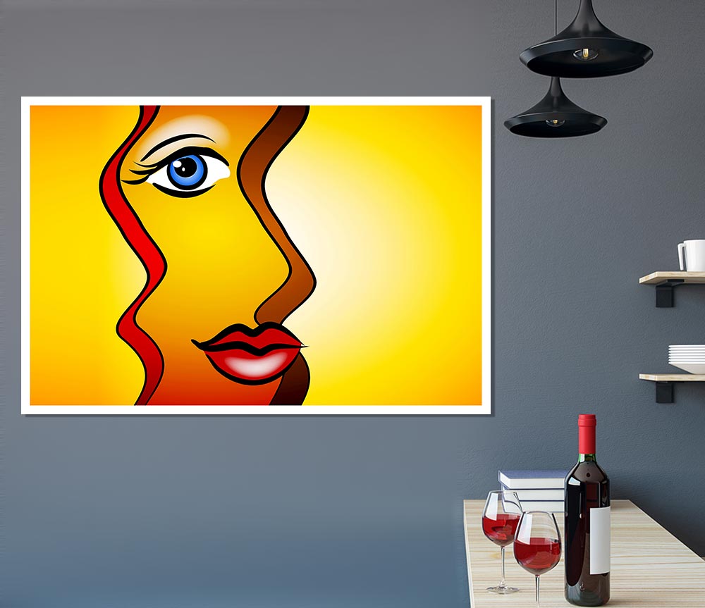 A vibrant Abstract Woman poster printed on high-quality canvas, showcasing a unique and artistic design.