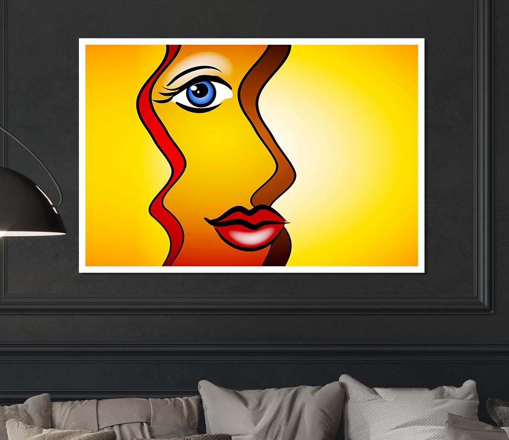A vibrant Abstract Woman poster printed on high-quality canvas, showcasing a unique and artistic design.