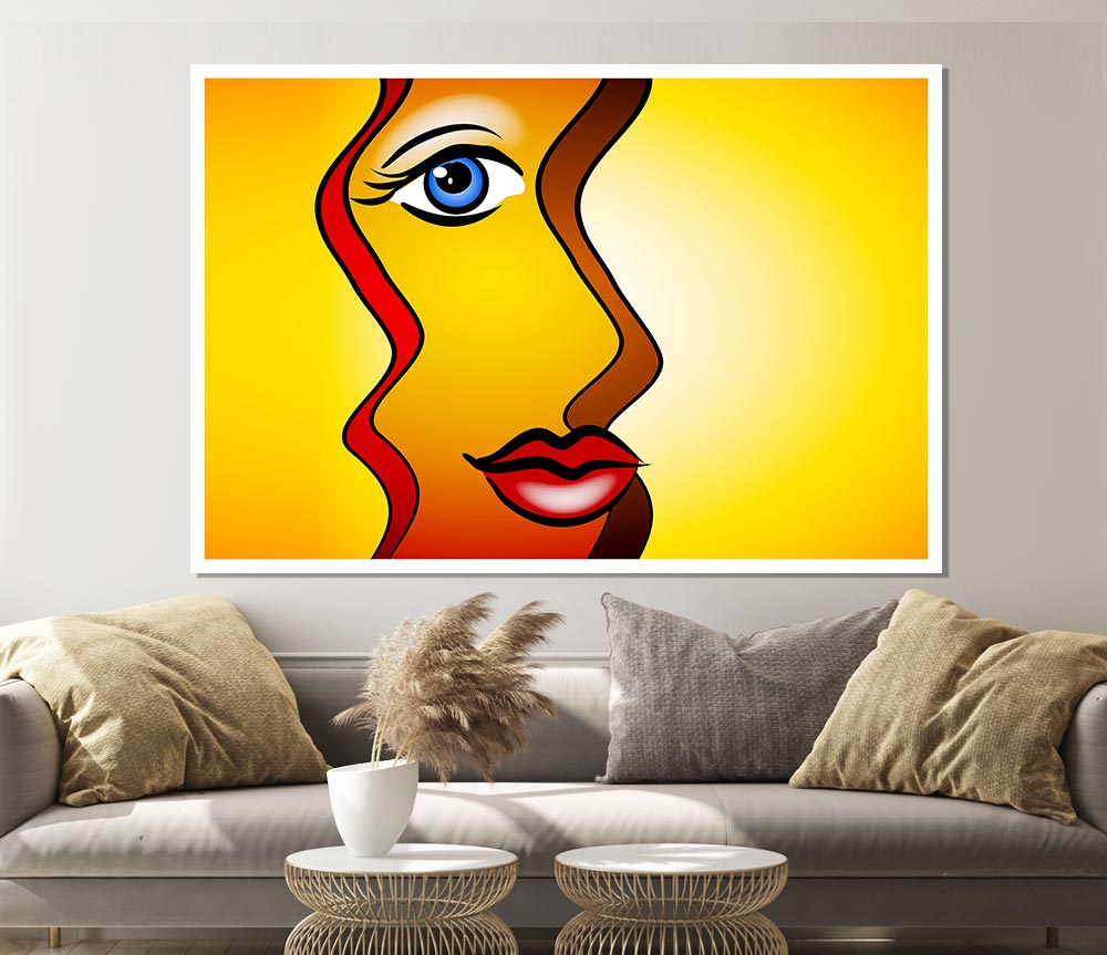 A vibrant Abstract Woman poster printed on high-quality canvas, showcasing a unique and artistic design.