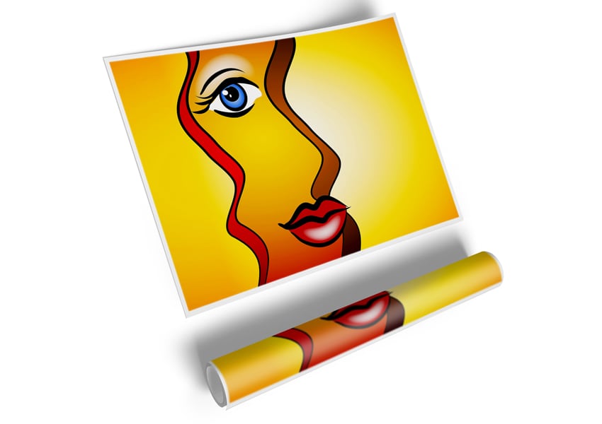 A vibrant Abstract Woman poster printed on high-quality canvas, showcasing a unique and artistic design.