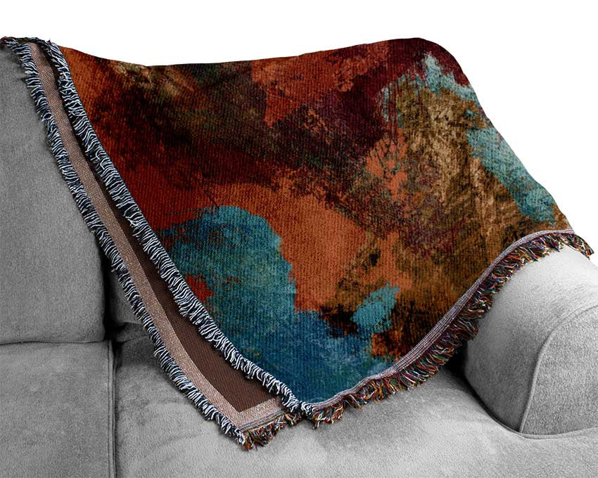 A luxurious Abstract World grunge map throw blanket made from 100% cotton, featuring a stylish design perfect for home decor.