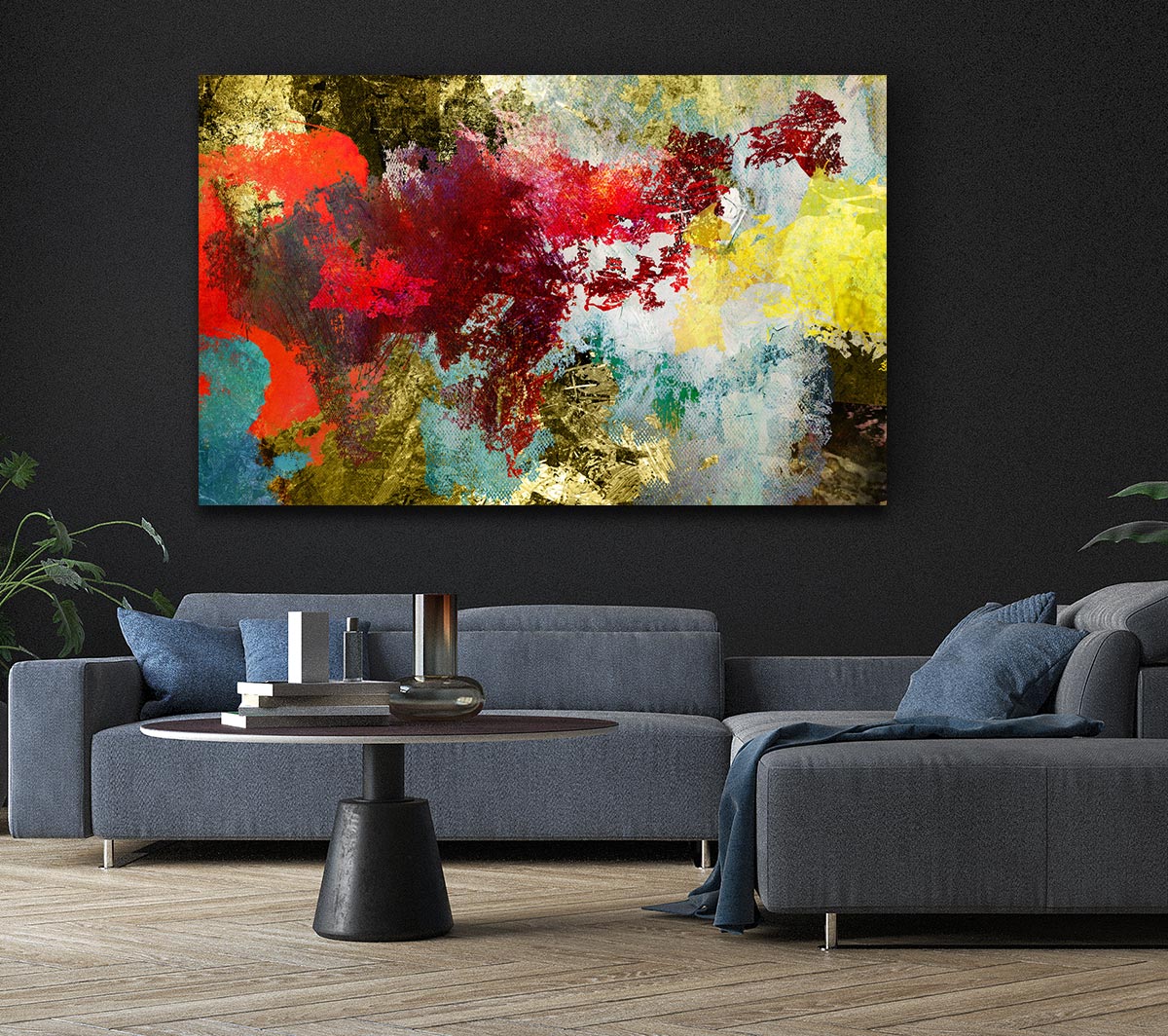 Abstract World grunge map canvas art mounted on a 44mm box frame, showcasing a unique design.