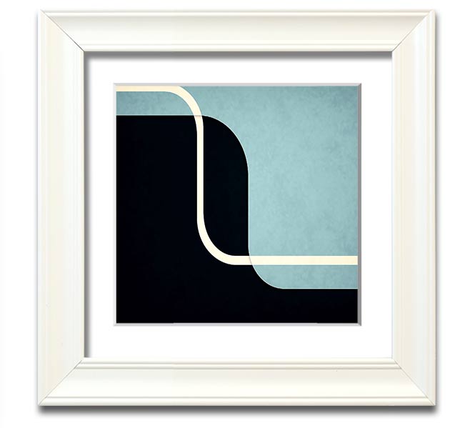 Abstract Yin Yang Square Framed Print with various frame colors, showcasing modern art and balance.