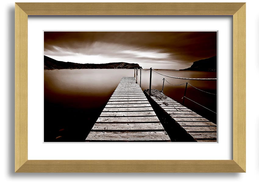 AbstractBrown Pier framed print showcasing a modern abstract design in rich brown tones, elegantly framed and ready to hang.