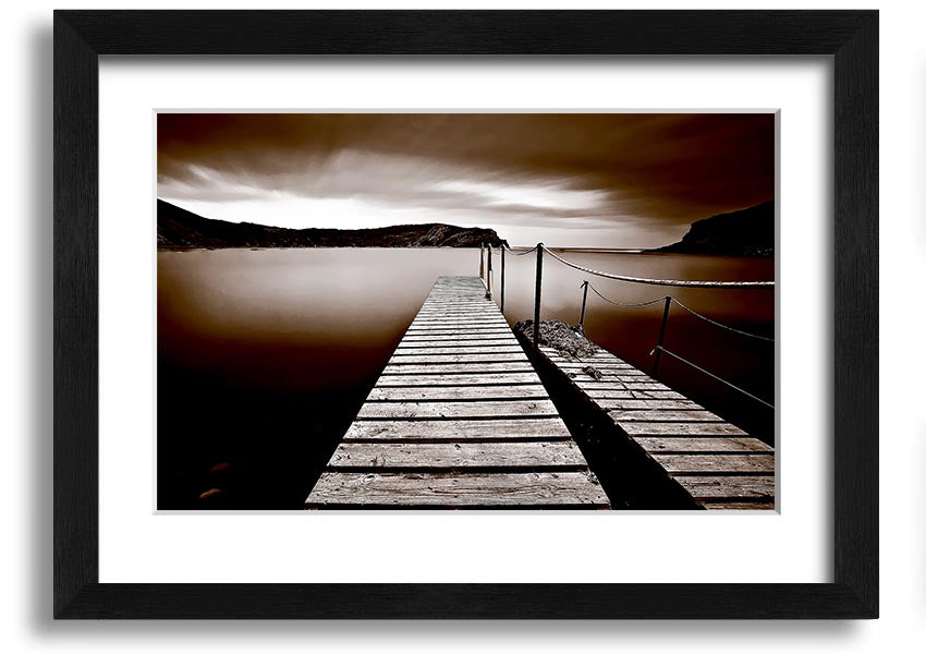 AbstractBrown Pier framed print showcasing a modern abstract design in rich brown tones, elegantly framed and ready to hang.
