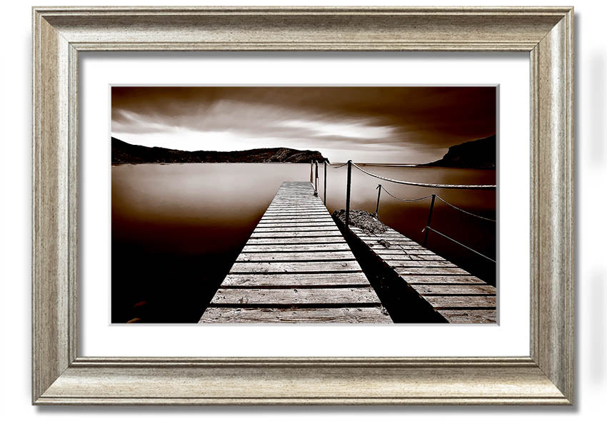 AbstractBrown Pier framed print showcasing a modern abstract design in rich brown tones, elegantly framed and ready to hang.