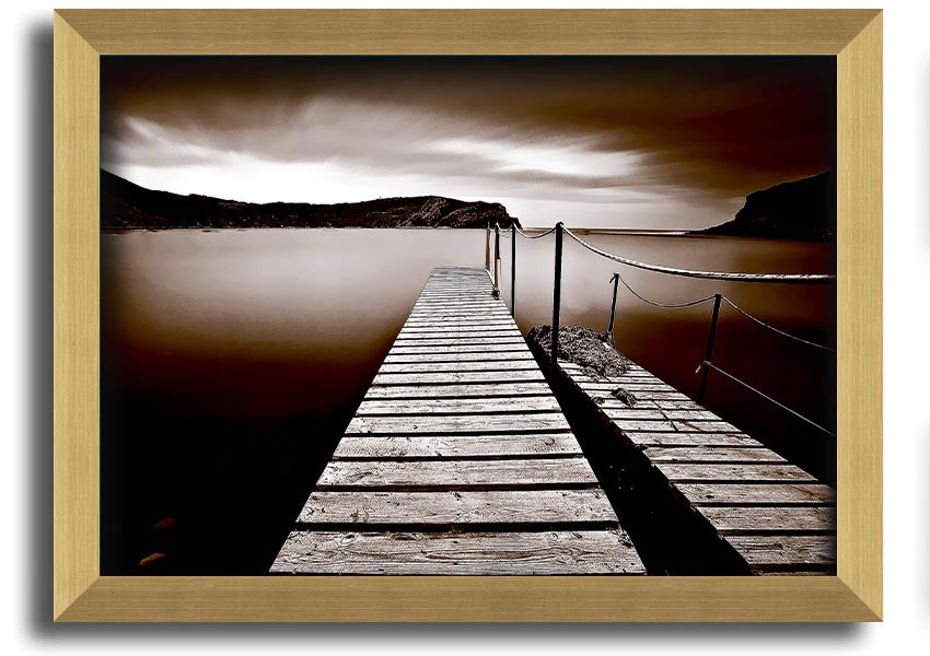 AbstractBrown Pier framed print showcasing a modern abstract design in rich brown tones, elegantly framed and ready to hang.
