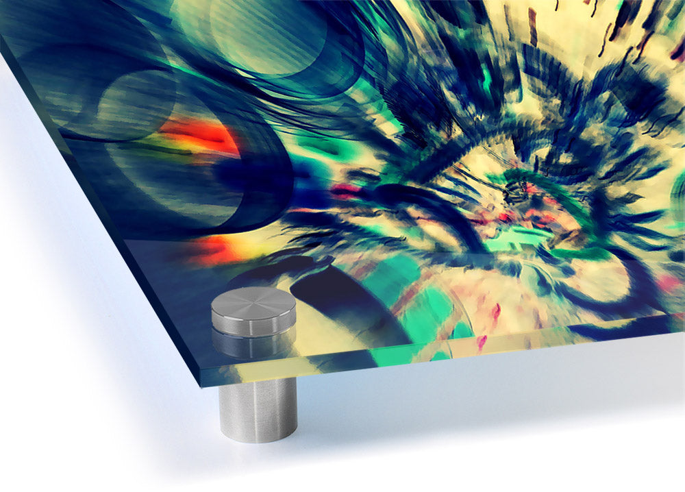 A vibrant Abstraction acrylic print showcasing modern art on 5mm thick acrylic glass, ready to hang on a wall.