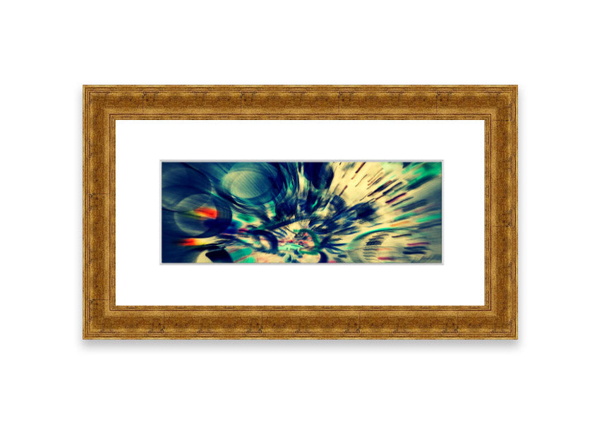 Framed Abstraction Cornwall print showcasing vibrant abstract design, available in various frame colors.