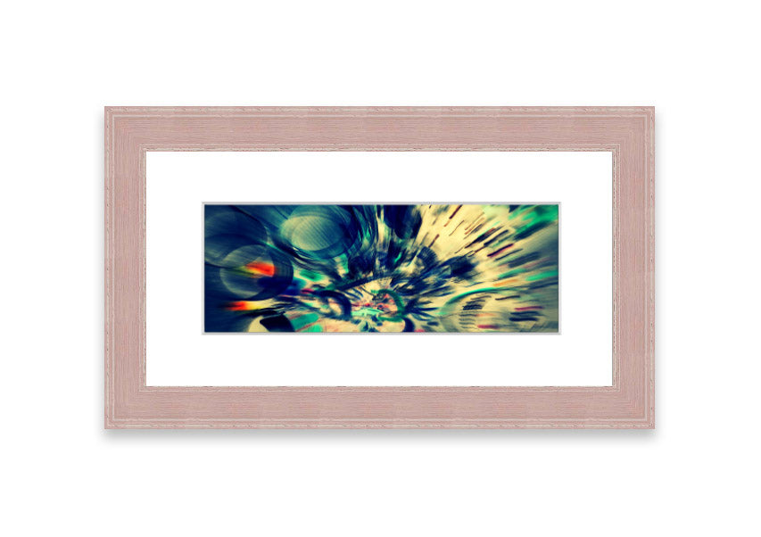 Framed Abstraction Cornwall print showcasing vibrant abstract design, available in various frame colors.