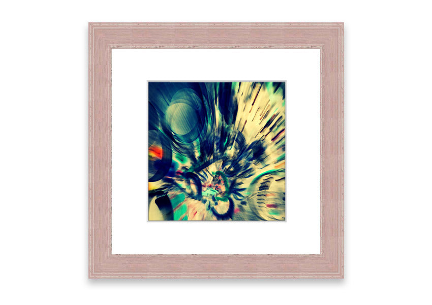 Framed Abstraction Cornwall print showcasing vibrant abstract design, available in various frame colors.